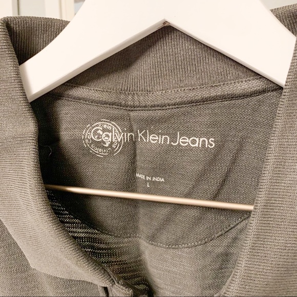 NWT Clavin Klein Jeans Gray Polo Shirt L - Picture 2 of 5